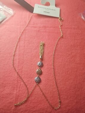Banana Republic Gold Multi-Tone Disc Tassel Necklace